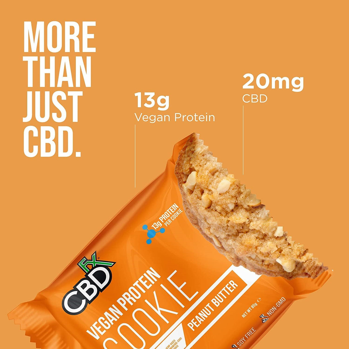 CBDFX CBD Edibles - Vegan Protein Peanut Butter CBD Cookie 20MG Best Sales Price - Gummies