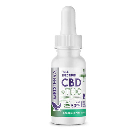 CBD Tincture - CBD + THC True Full Spectrum Chocolate Mint Drops - 750mg-3000mg - By Medterra Best Sales Price - Tincture Oil