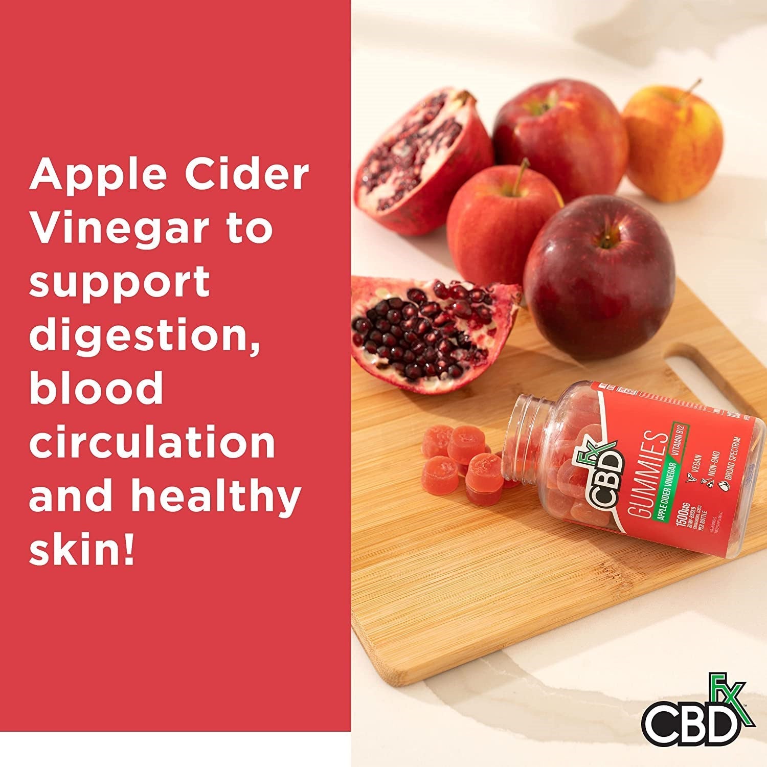 CBDfx CBD Gummies - Broad Spectrum Apple Cider Vinegar Gummies 25MG 1500MG Best Sales Price - Gummies