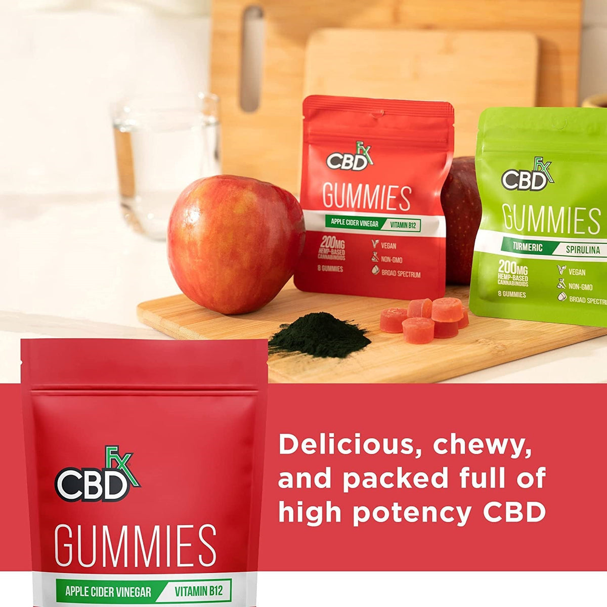 CBDfx CBD Gummies - Broad Spectrum Apple Cider Vinegar Gummies 25MG 1500MG Best Sales Price - Gummies