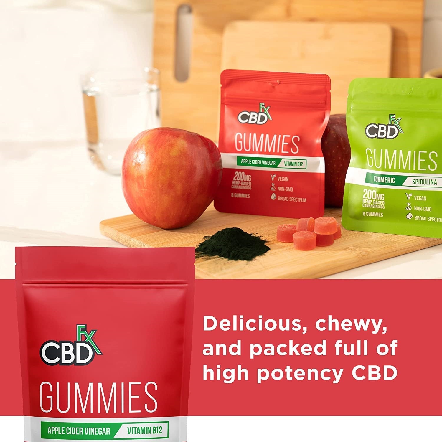 CBDfx CBD Gummies - Broad Spectrum Apple Cider Vinegar Gummies 25MG 1500MG Best Sales Price - Gummies