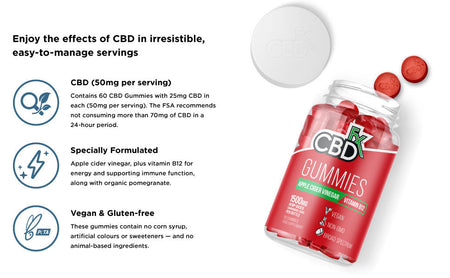 CBDfx CBD Gummies - Broad Spectrum Apple Cider Vinegar Gummies 25MG 1500MG Best Sales Price - Gummies