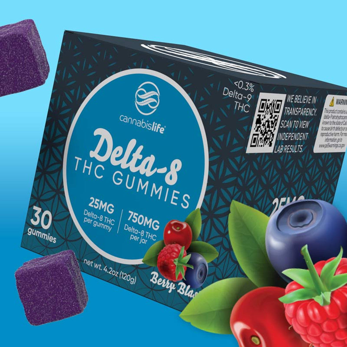 Cannabis Life BERRY BLAST DELTA-8 GUMMIES - (30CT) 750MG Best Sales Price - Gummies