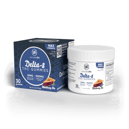 Cannabis Life BLUEBERRY PIE DELTA-8 GUMMIES – (30CT) 1500MG Best Sales Price - Gummies