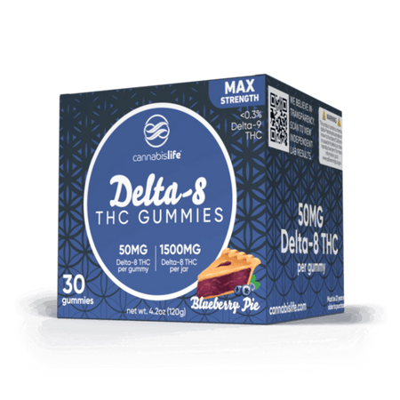 Cannabis Life BLUEBERRY PIE DELTA-8 GUMMIES – (30CT) 1500MG Best Sales Price - Gummies