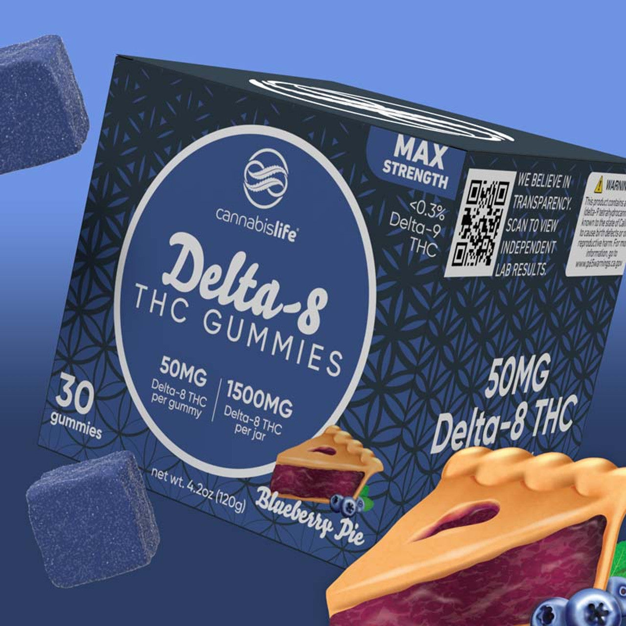Cannabis Life BLUEBERRY PIE DELTA-8 GUMMIES – (30CT) 1500MG Best Sales Price - Gummies