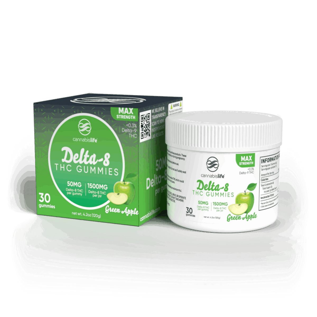 Cannabis Life GREEN APPLE DELTA-8 GUMMIES – (30CT) 1500MG Best Sales Price - Gummies