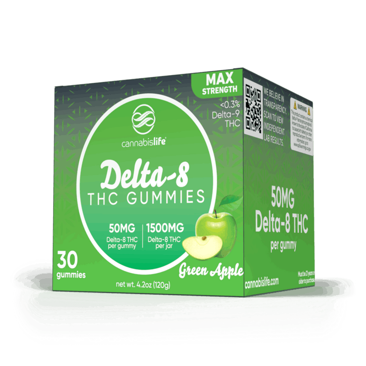 Cannabis Life GREEN APPLE DELTA-8 GUMMIES – (30CT) 1500MG Best Sales Price - Gummies