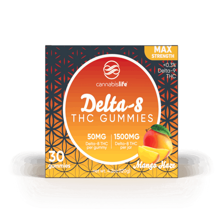 Cannabis Life MANGO HAZE DELTA-8 GUMMIES – (30CT) 1500MG Best Sales Price - Gummies