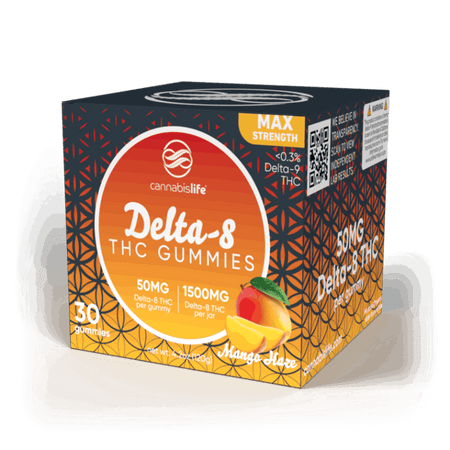 Cannabis Life MANGO HAZE DELTA-8 GUMMIES – (30CT) 1500MG Best Sales Price - Gummies