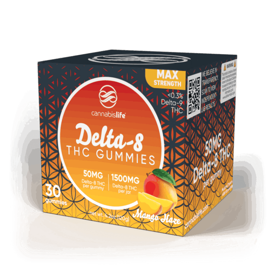 Cannabis Life MANGO HAZE DELTA-8 GUMMIES – (30CT) 1500MG Best Sales Price - Gummies