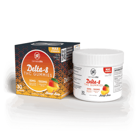 Cannabis Life MANGO HAZE DELTA-8 GUMMIES – (30CT) 1500MG Best Sales Price - Gummies