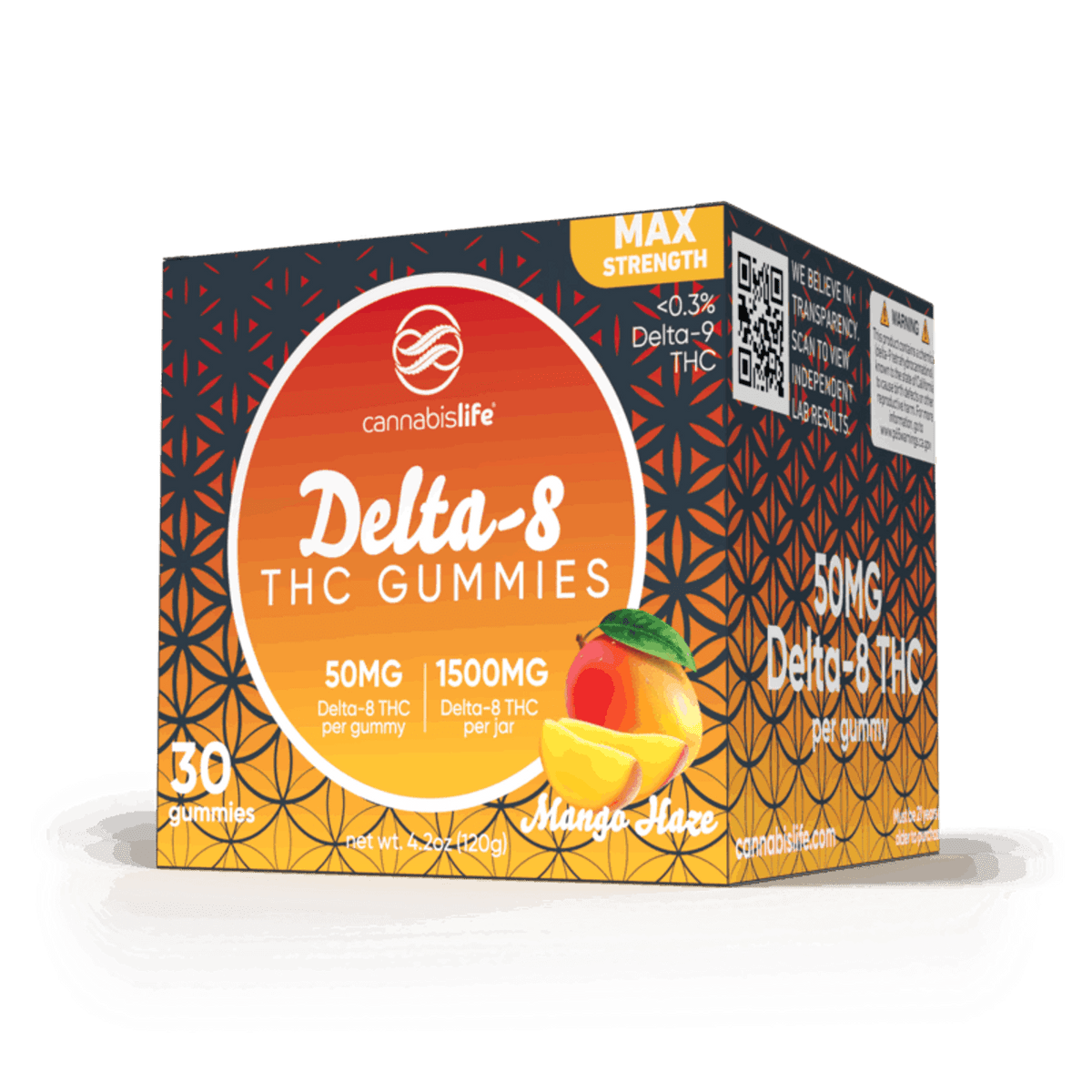 Cannabis Life MANGO HAZE DELTA-8 GUMMIES – (30CT) 1500MG Best Sales Price - Gummies