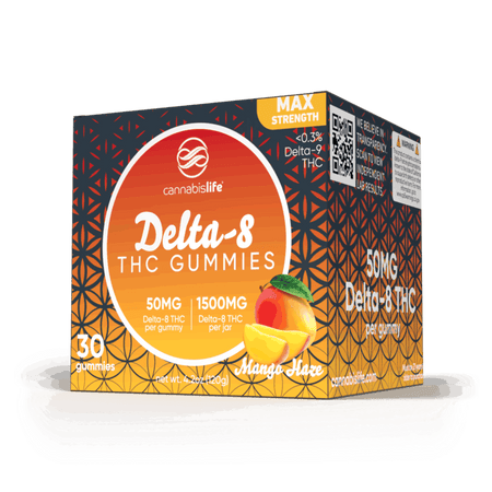 Cannabis Life MANGO HAZE DELTA-8 GUMMIES – (30CT) 1500MG Best Sales Price - Gummies
