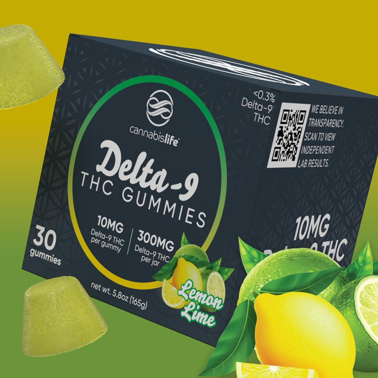 Cannabis Life LEMON LIME DELTA-9 GUMMIES - (30CT) 300MG Best Sales Price - Gummies