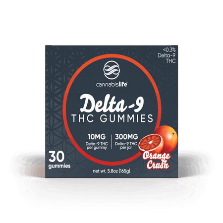 Cannabis Life ORANGE CRUSH DELTA-9 GUMMIES - (30CT) 300MG Best Sales Price - Gummies