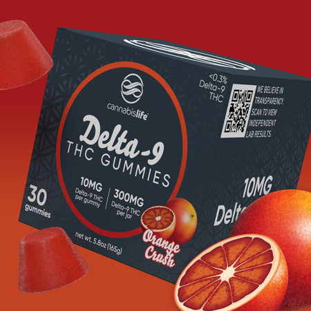 Cannabis Life ORANGE CRUSH DELTA-9 GUMMIES - (30CT) 300MG Best Sales Price - Gummies