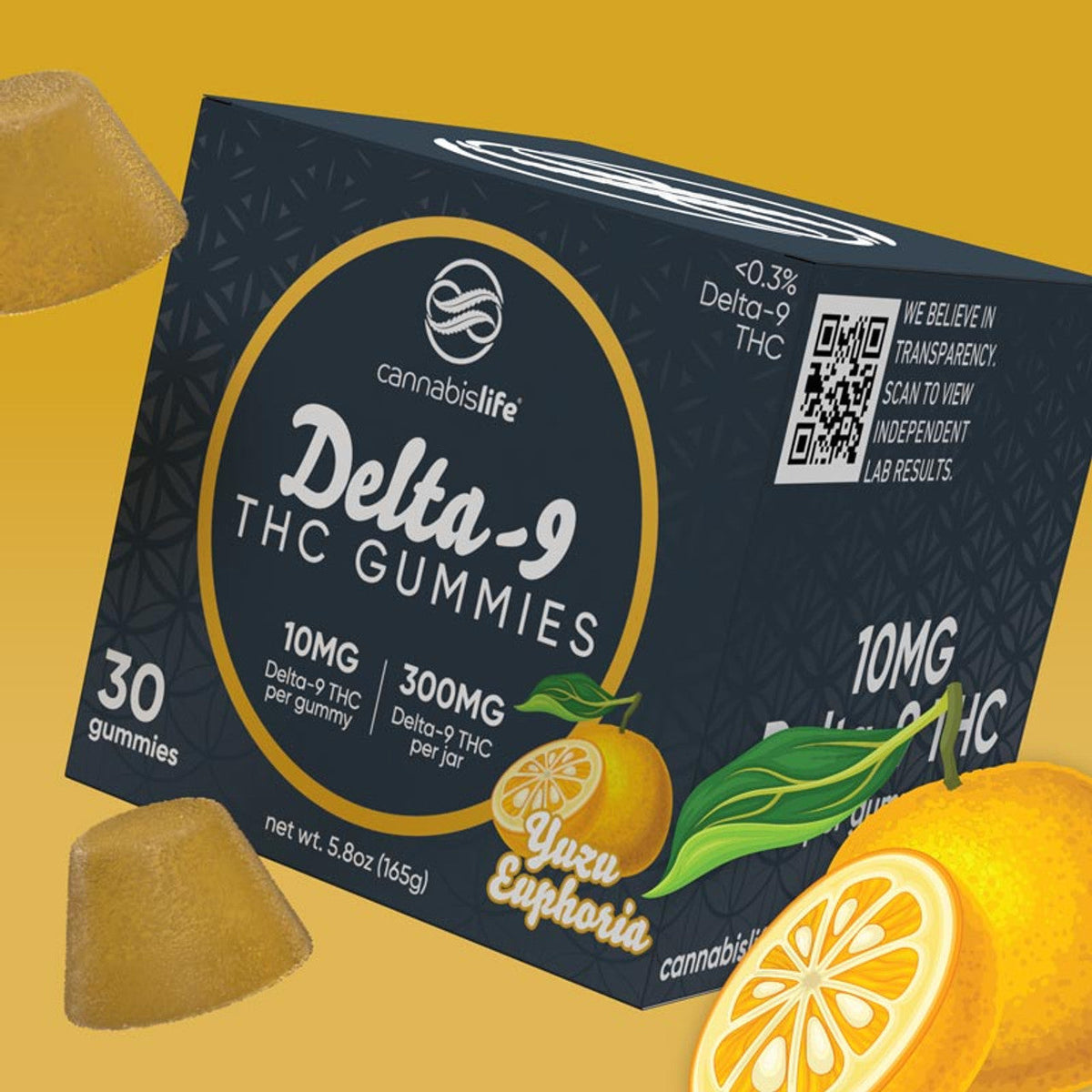 Cannabis Life YUZU EUPHORIA DELTA-9 GUMMIES - (30CT) 300MG Best Sales Price - Gummies