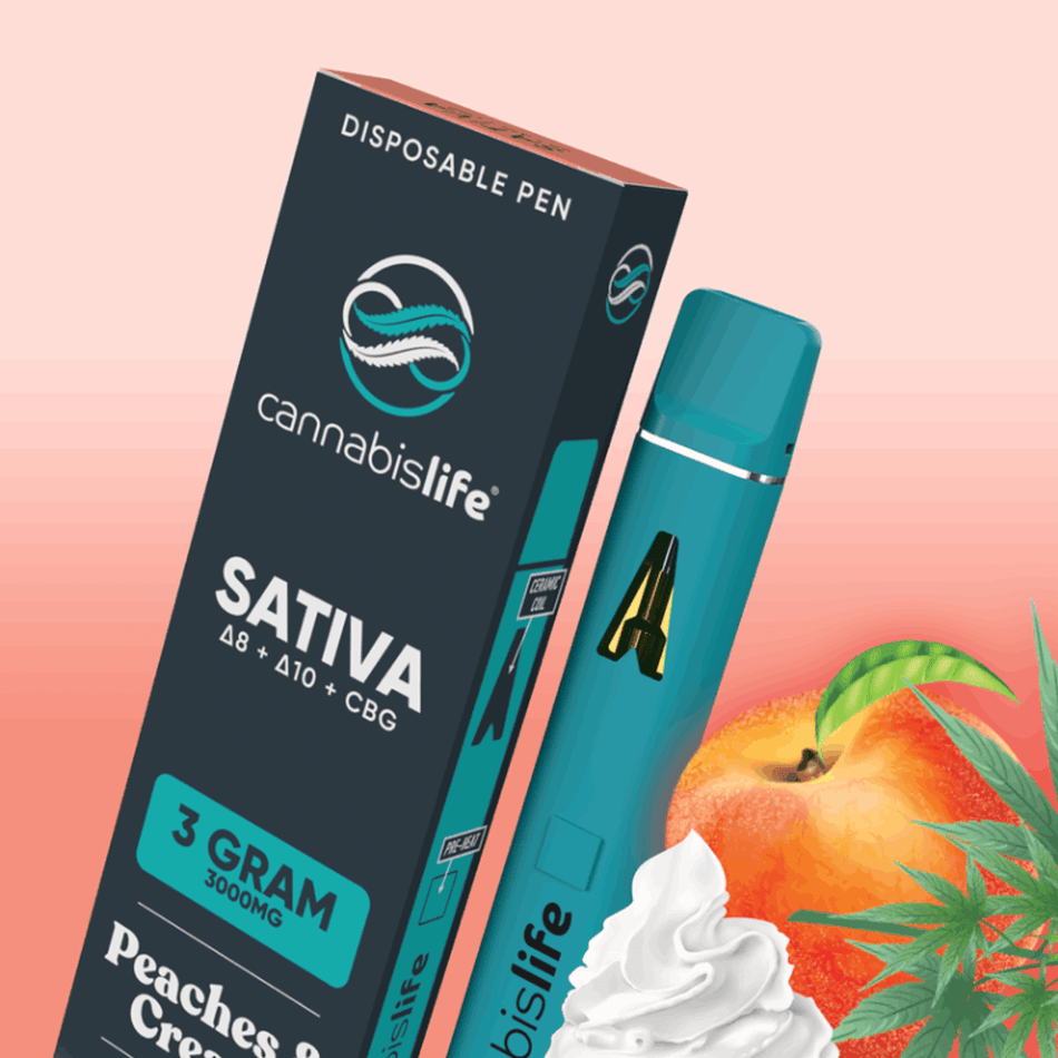 Peaches And Cream Sativa Delta 8 Disposable Vape Pen 3ml