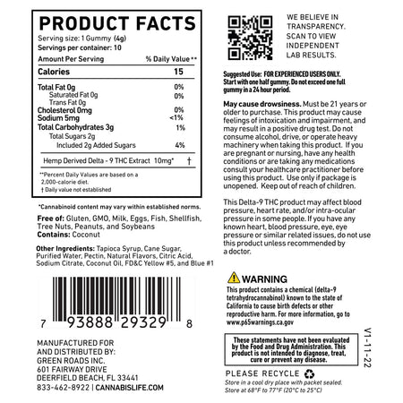 Cannabis Life LEMON LIME DELTA-9 GUMMIES - (10CT) 100MG Best Sales Price - Gummies