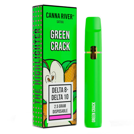 Canna River Delta 8 + Delta 10 Vape - Disposable Highlighter - Green Crack - 2.5g Best Price