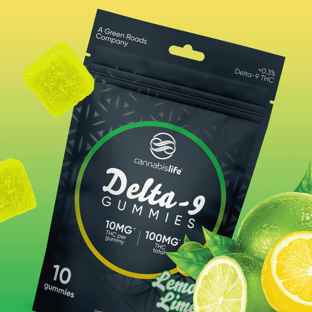 Cannabis Life LEMON LIME DELTA-9 GUMMIES - (10CT) 100MG Best Sales Price - Gummies