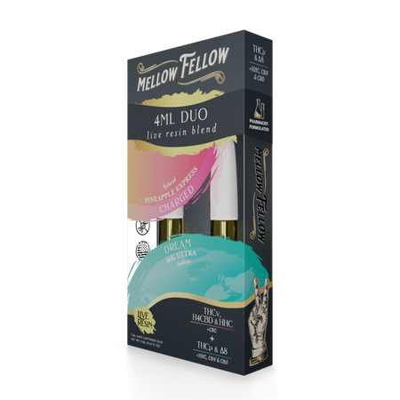 Mellow Fellow Charged (Pineapple Express) & Dream (MK Ultra) - Live Resin 4ml Vape Cart Duo Best Sales Price - Vape Cartridges