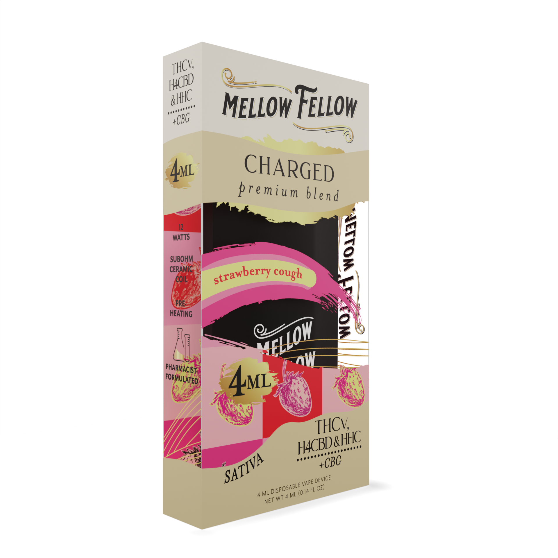 Mellow Fellow Charged Blend 4ML Disposable Vape Strawberry Cough Best Sales Price - Vape Pens