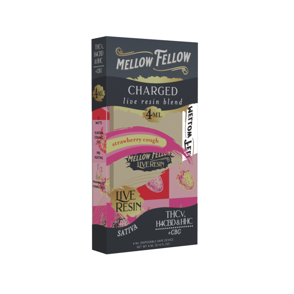 Mellow Fellow Charged Blend 4ml Live Resin Disposable Vape Strawberry Cough Best Sales Price - Vape Pens