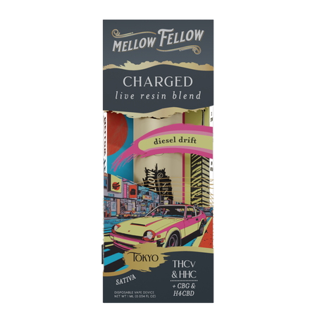 Mellow Fellow Charged Tokyo - Diesel Drift - Sativa - 1ml Live Resin Disposable Vape Best Sales Price - Vape Pens