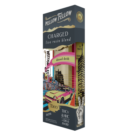 Mellow Fellow Charged Tokyo - Diesel Drift - Sativa - 1ml Live Resin Disposable Vape Best Sales Price - Vape Pens