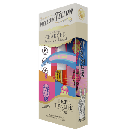 Mellow Fellow Charged Blend (Candyland) - THCv, HHC, H4CBD, CBG - 2ml Vape Cartridge Best Sales Price - Vape Cartridges
