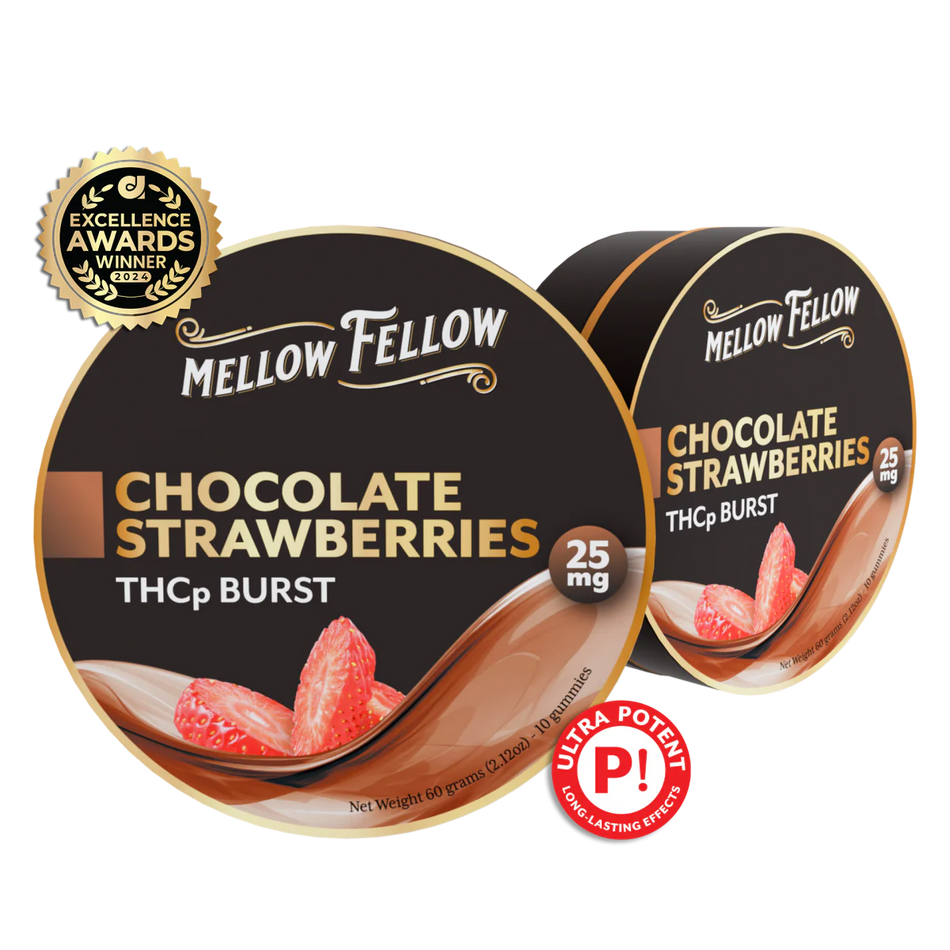 Mellow Fellow THCp Bursts Edibles - Chocolate Strawberries - 25mg