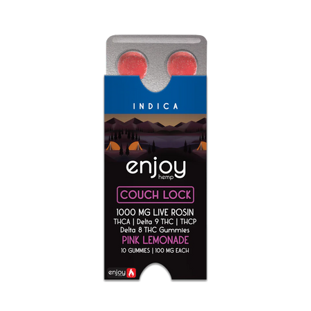 Enjoy Hemp Couch Lock THCA+THCP+D9+D8 Live Rosin 1000mg Gummies (100 mg each | 10 Gummies) - Pink Lemonade (Indica) Best Sales Price - Gummies