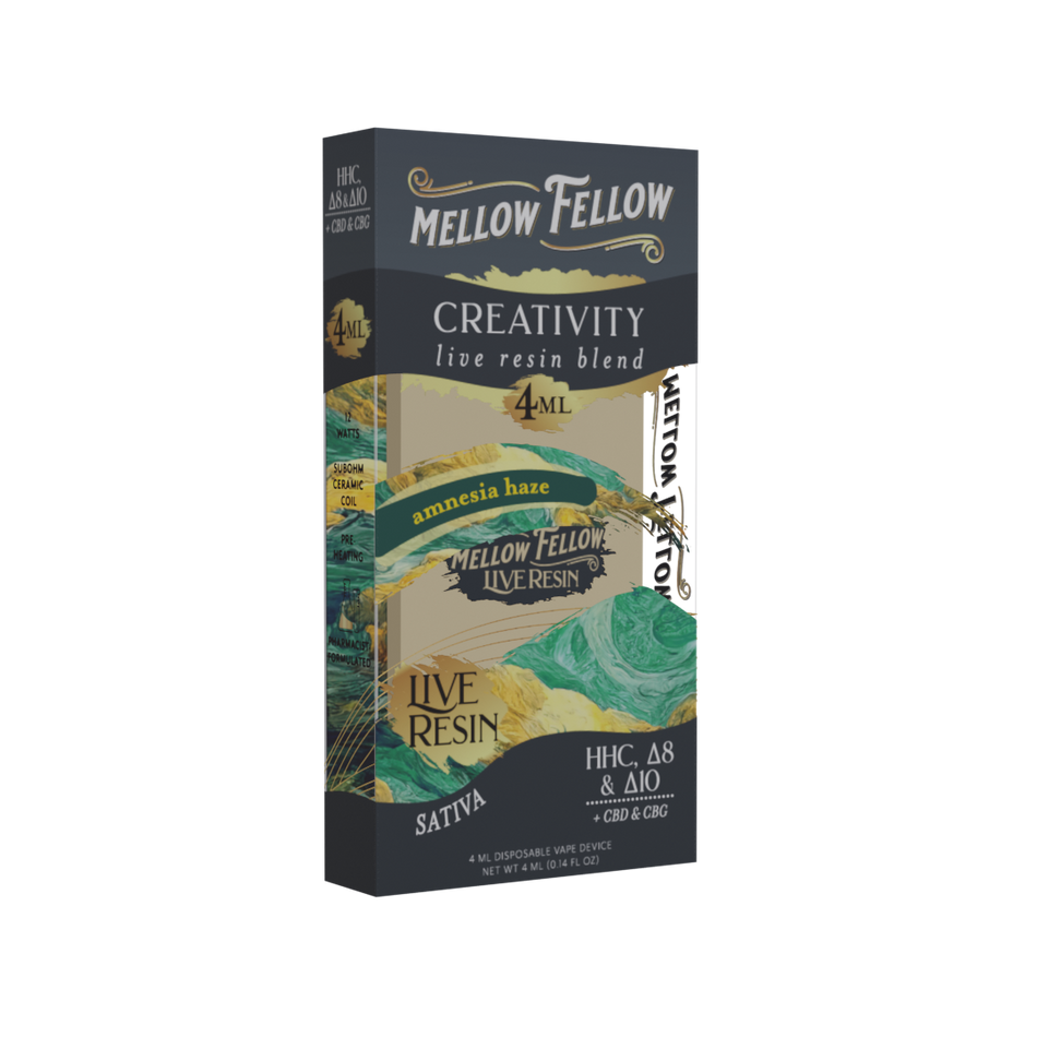 Mellow Fellow Creativity Blend 4ml Live Resin Disposable Vape Amnesia Haze Best Sales Price - Vape Pens