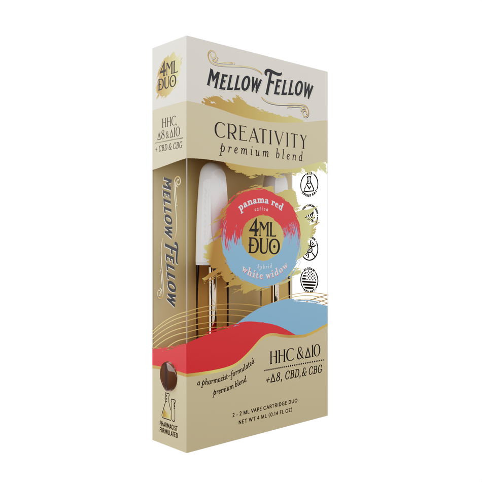 Mellow Fellow Creativity Blend - Panama Red & White Widow - 2ml Vape Cartridge Duo (4ml) Best Sales Price - Vape Cartridges