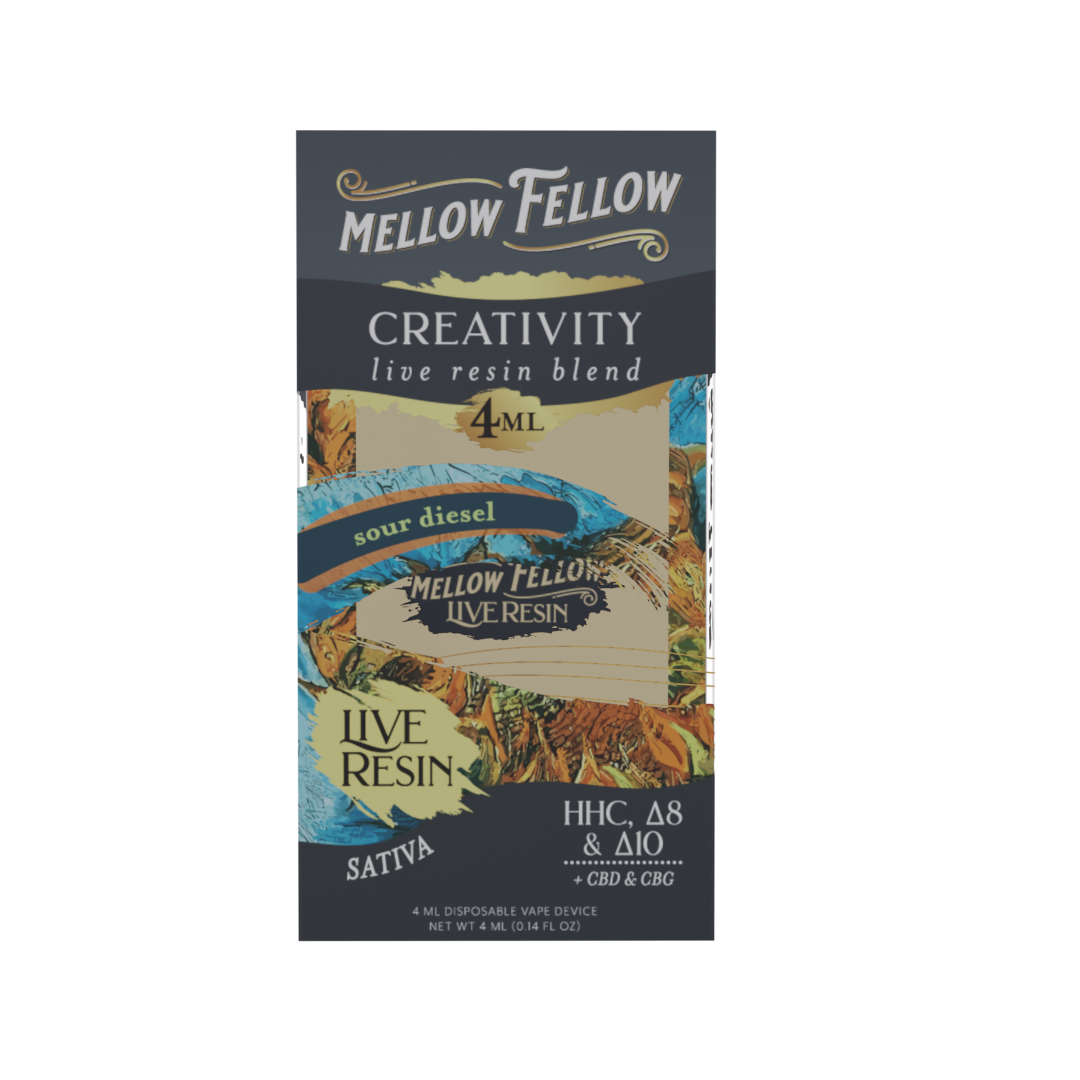 Mellow Fellow Creativity Blend 4ml Live Resin Disposable Vape Sour Diesel Best Sales Price - Vape Pens