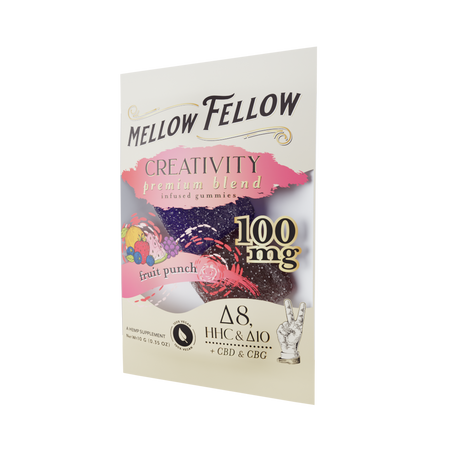 Mellow Fellow Creativity Blend Fruit Punch 2 cnt Infused Gummies - Delta 8, HHC, Delta 10, CBD, CBG Best Sales Price - Gummies