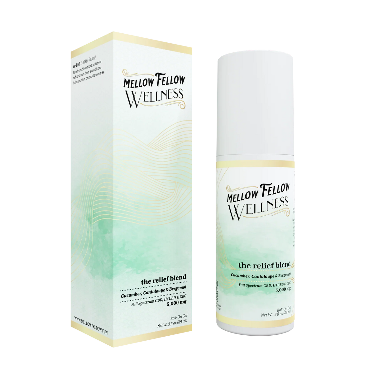 Wellness Roll On Gel - Relief Blend - Cucumber, Cantaloupe and Bergamot - 5000mg Best Sales Price - Topicals