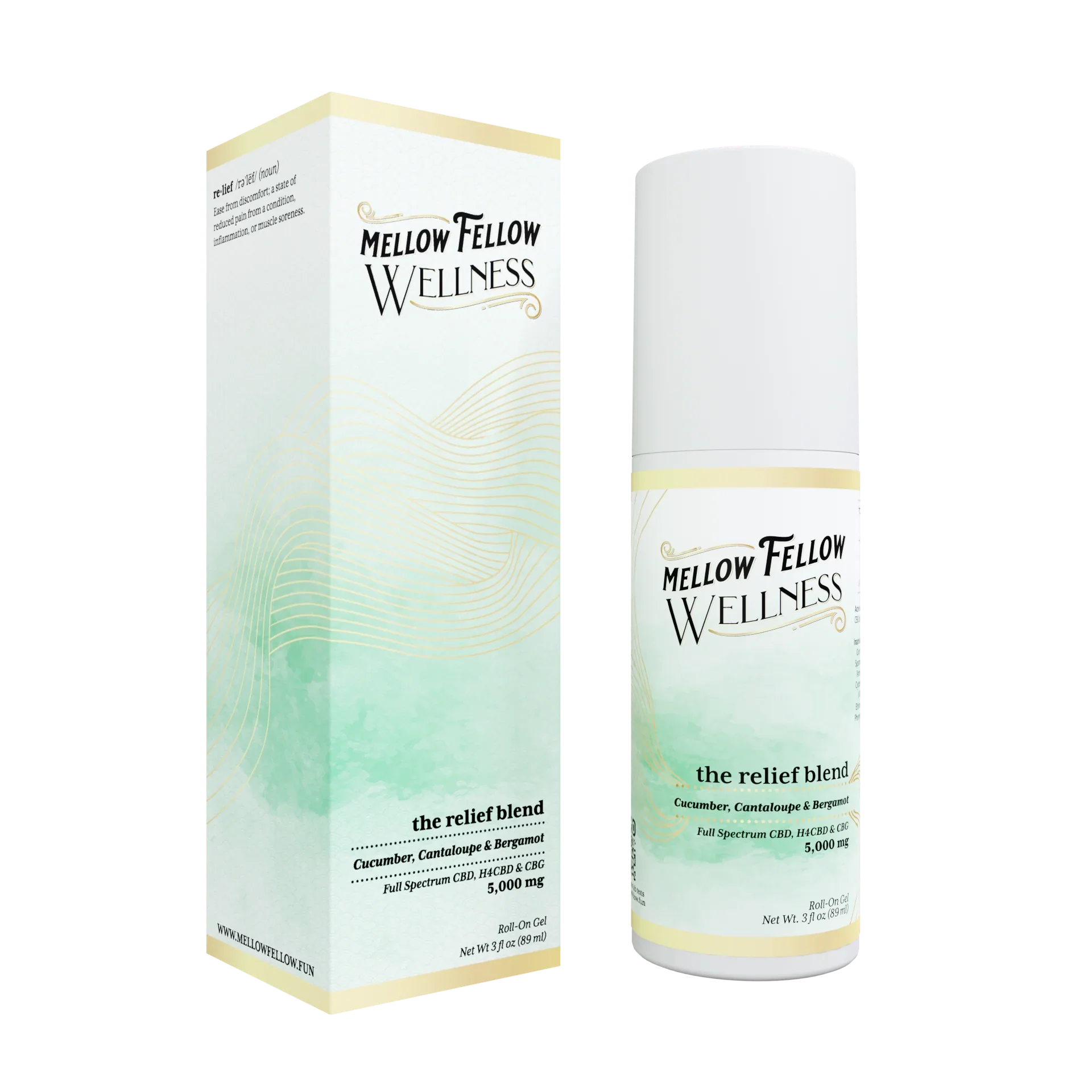 Wellness Roll On Gel - Relief Blend - Cucumber, Cantaloupe and Bergamot - 5000mg Best Sales Price - Topicals