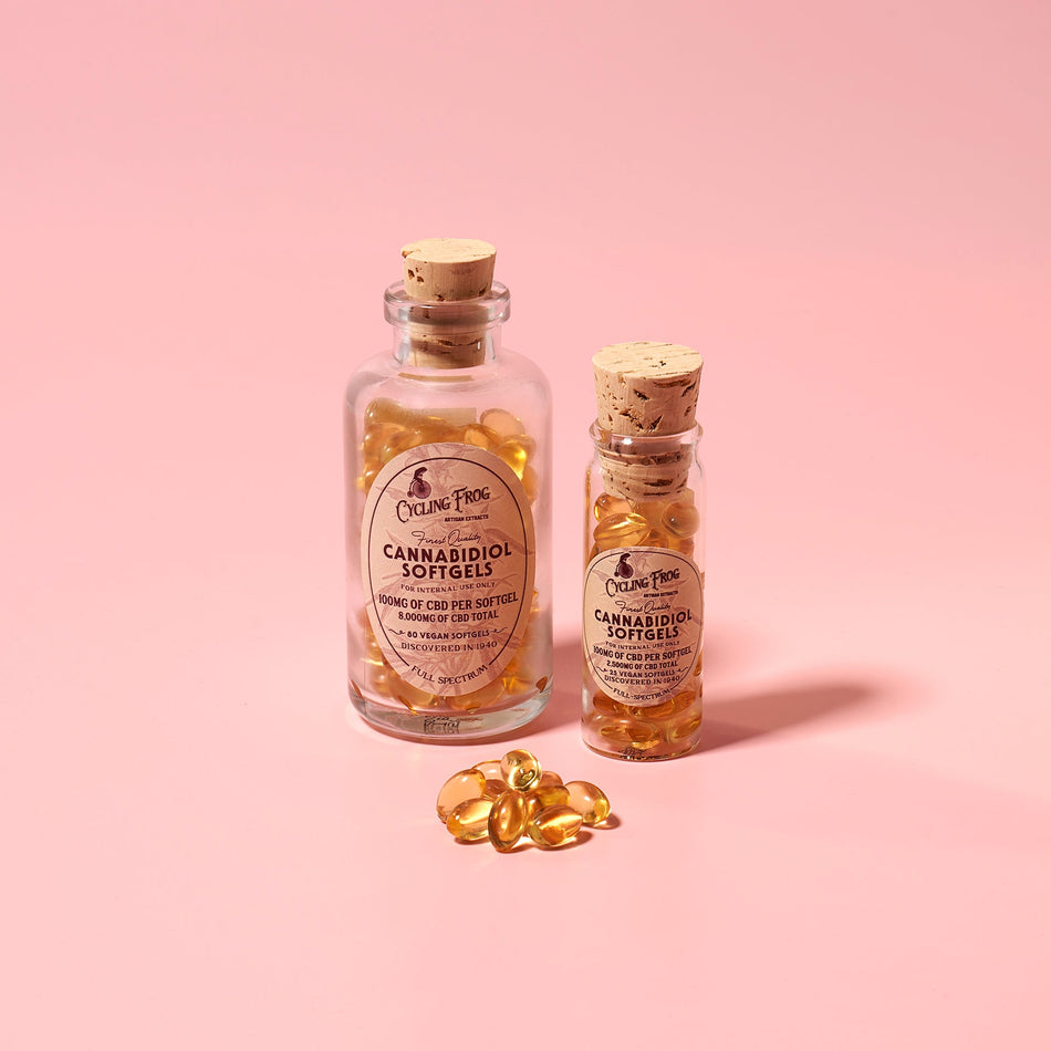 Cycling Frog Softgels, 100mg CBD + 1mg THC