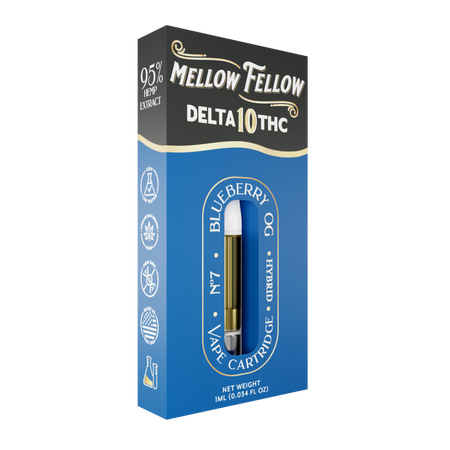 Mellow Fellow Delta 10 1ml Vape Cartridge Blueberry OG Best Sales Price - Vape Cartridges