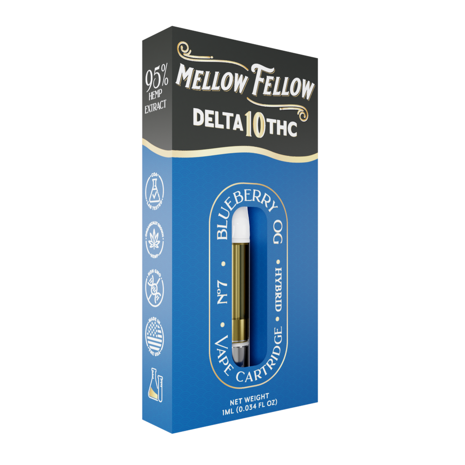 Mellow Fellow Delta 10 1ml Vape Cartridge Blueberry OG Best Sales Price - Vape Cartridges