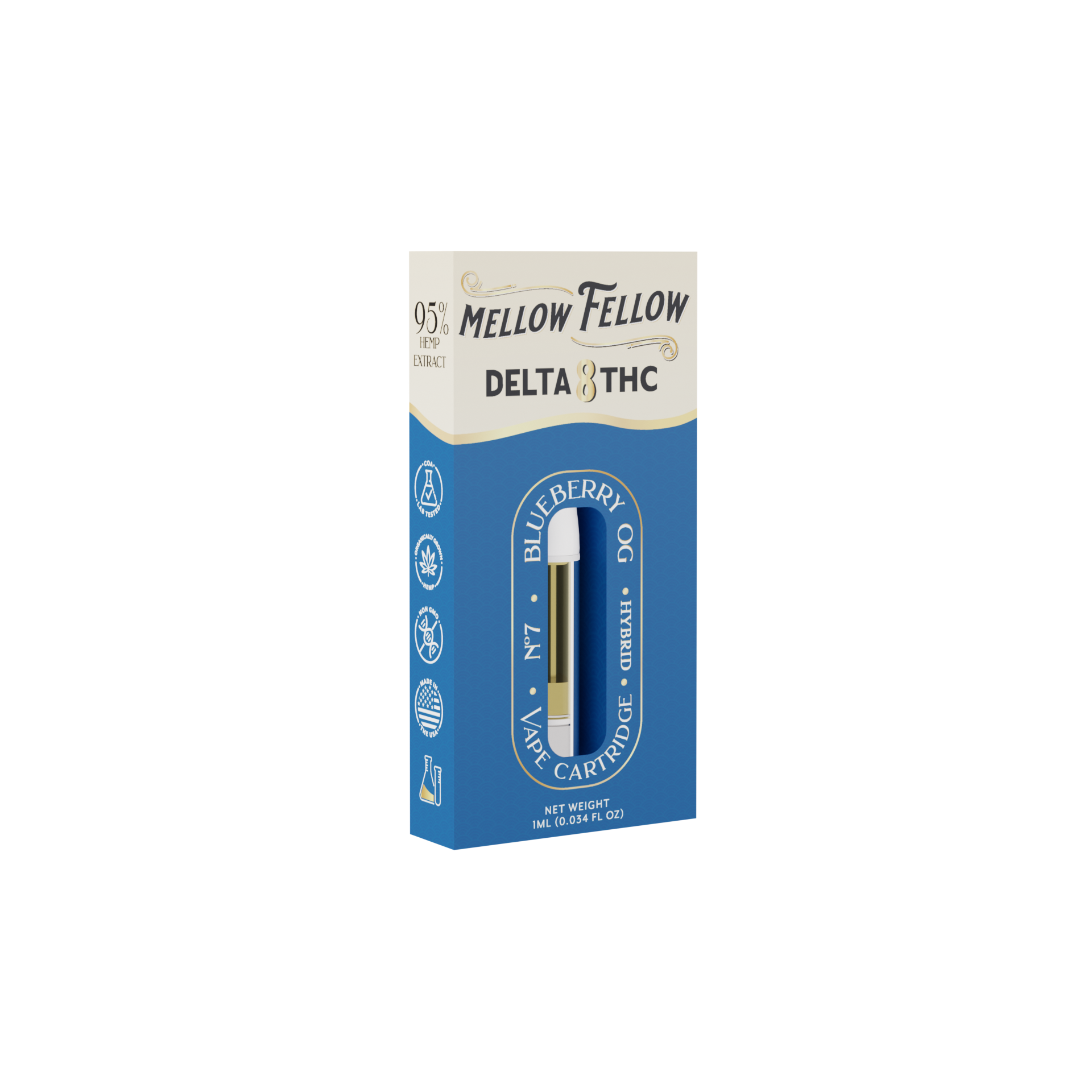 Mellow Fellow Delta 8 1ml Vape Cartridge Blueberry OG Best Sales Price - Vape Cartridges