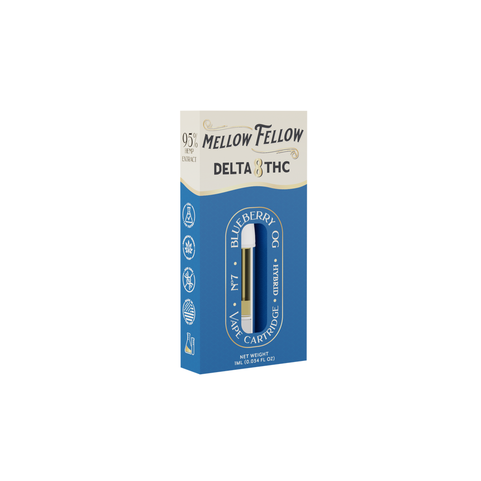 Mellow Fellow Delta 8 1ml Vape Cartridge Blueberry OG Best Sales Price - Vape Cartridges