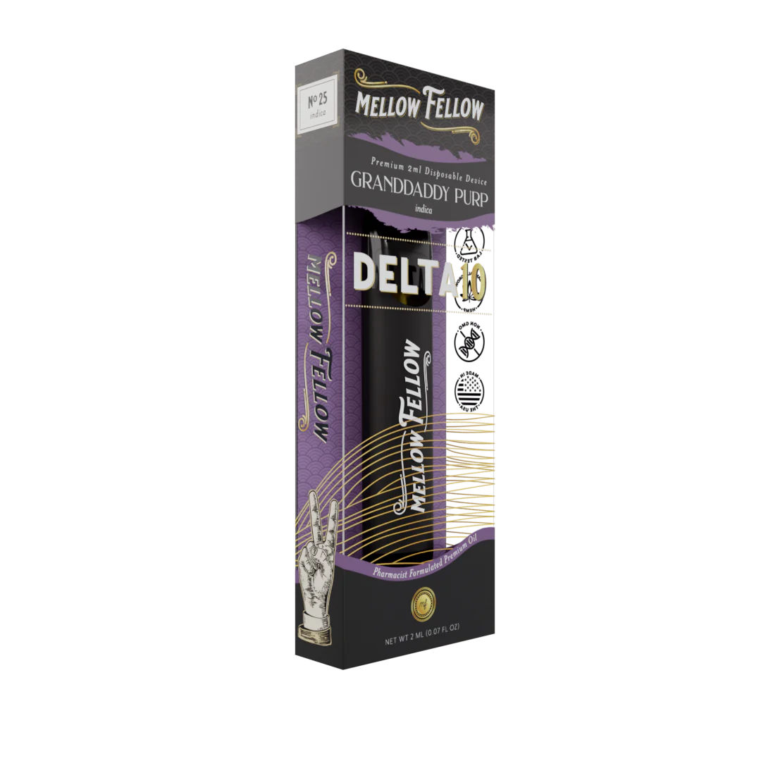 Mellow Fellow Delta 10 Premium 2ml Disposable Vape Granddaddy Purp Best Sales Price - Vape Pens