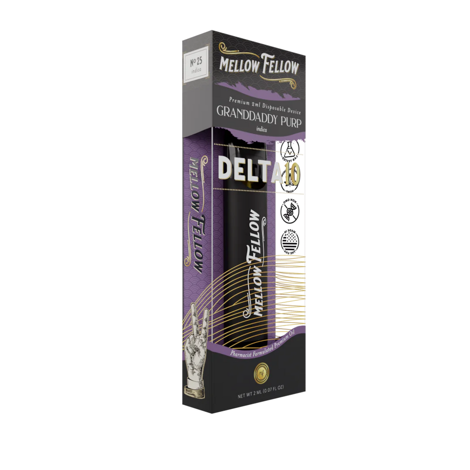 Mellow Fellow Delta 10 Premium 2ml Disposable Vape Granddaddy Purp Best Sales Price - Vape Pens