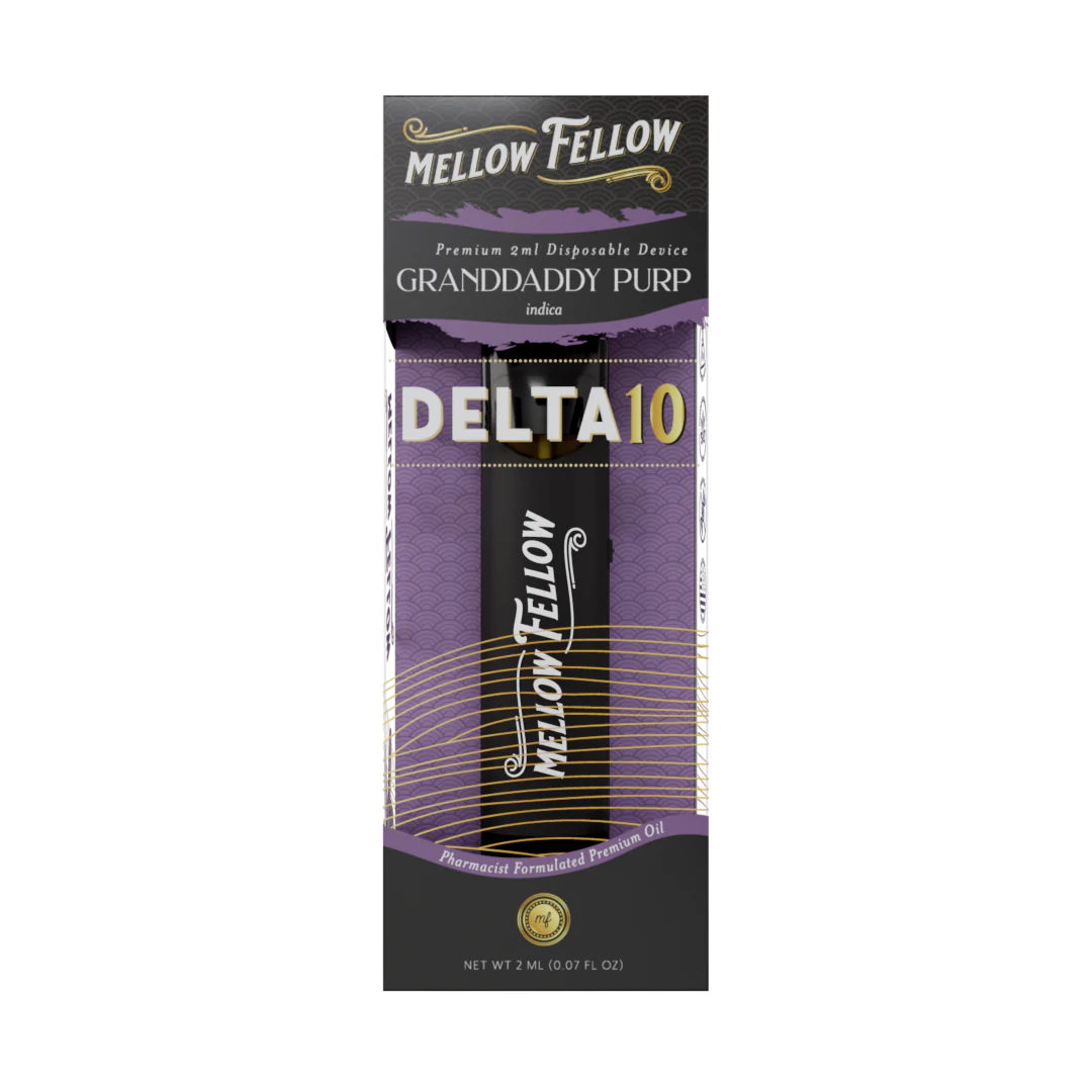 Mellow Fellow Delta 10 Premium 2ml Disposable Vape Granddaddy Purp Best Sales Price - Vape Pens