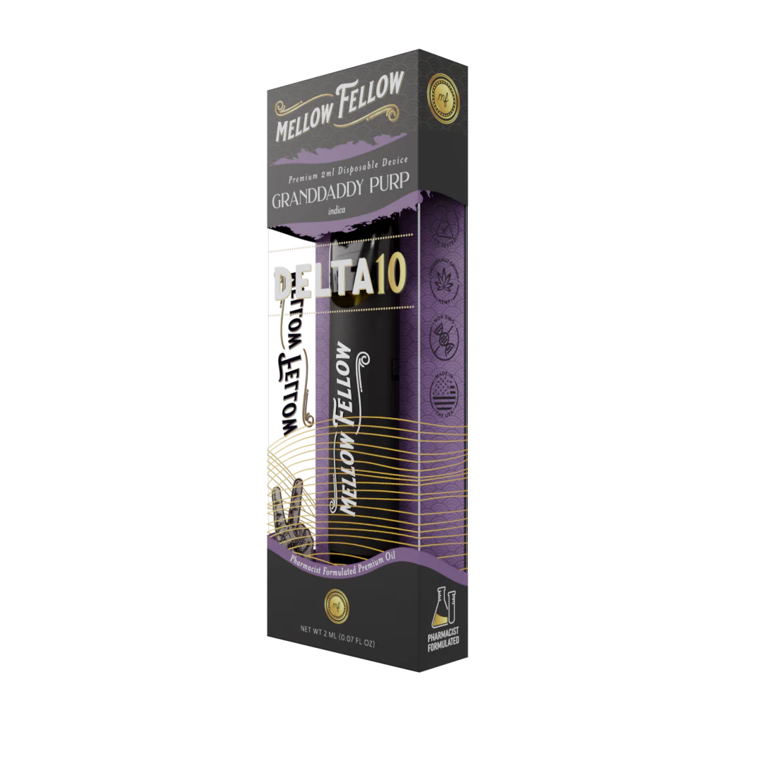 Mellow Fellow Delta 10 Premium 2ml Disposable Vape Granddaddy Purp Best Sales Price - Vape Pens