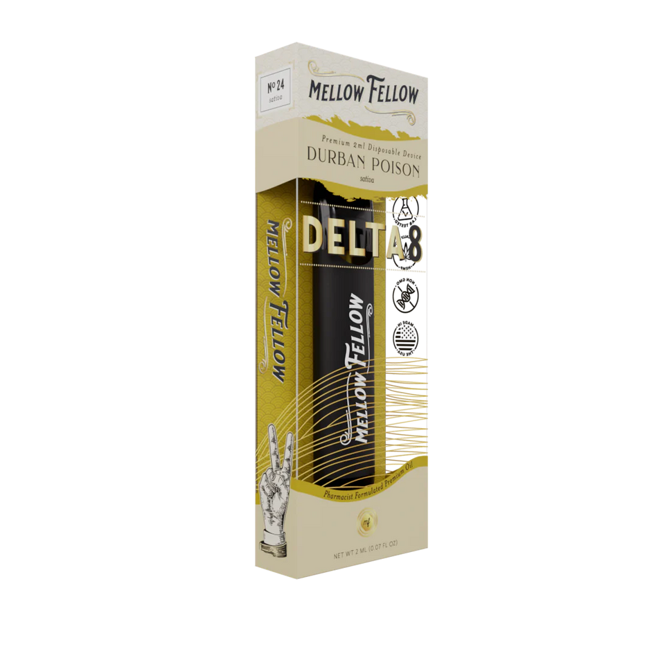 Mellow Fellow Delta 8 THC Premium 2ml Disposable Vape Durban Poison Best Sales Price - Vape Pens